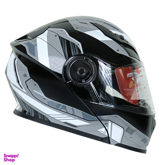 کلاه کاسکت بلوتوثی ردلاین مدل +939 Black Grey Shine به همراه کاور