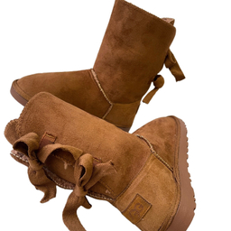 بوت زنانه طرح اگ مدل پشت بندی رنگ عسلی