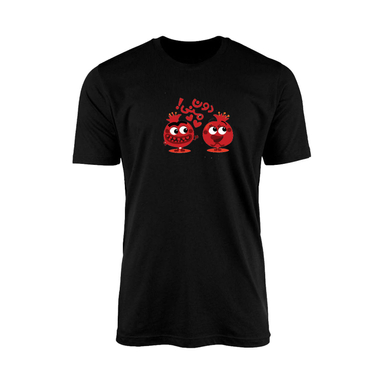 تیشرت آستین کوتاه زنانه مدل TZ10 طرح یلدا رنگ مشکی