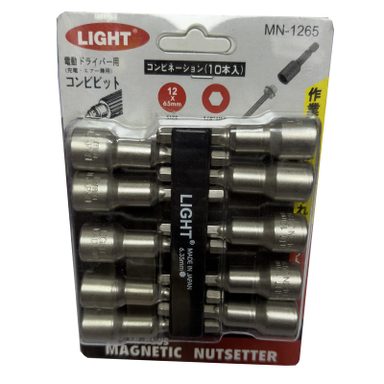 آچار بکس شیروانی لایت مدل SMT-LIGT-JAPAN-MN-1265-1/4-12*65mm سایز 12-1/4 میلی متر مجموعه 10 عددی