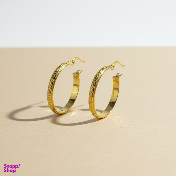 گوشواره طلا 18 عیار زنانه مدل حلقه ای طرح ورساچه