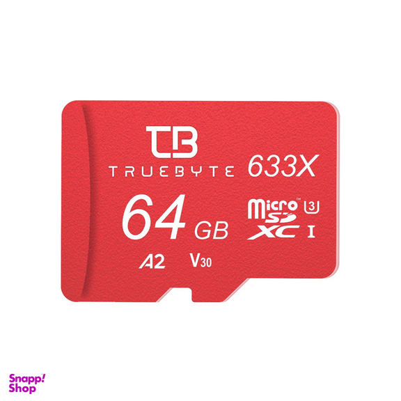 کارت حافظه microSD XC تروبایت مدل 633X-A2-V30 کلاس 10 استاندارد UHS-I U3 سرعت 95MBps ظرفیت 64 گیگابایت به همراه کارت‌خوان