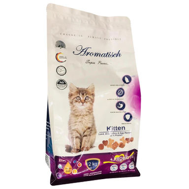 غذای خشک بچه گربه آروماتیش مدل Kitten lamb وزن 15 کیلوگرم