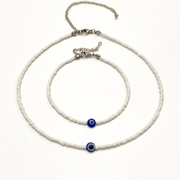 ست دستبند و پابند دخترانه سورا مدل چشم نظر کد SN003