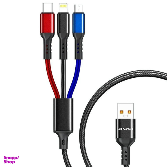 کابل دیتا و شارژ USB به Lightning / Type-C / Micro-USB اوی مدل CL-971 طول 1.2 متر