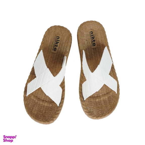 دمپایی زنانه نیکتا مدل حصیری رنگ سفید