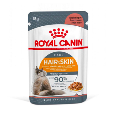 پوچ گربه بالغ رویال کنین مدل Hair & Skin وزن 85 گرم