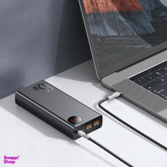 پاوربانک 65 وات بیسوس مدل B08TH ظرفیت 20000 میلی آمپر ساعت به همراه کابل USB-C به USB-A