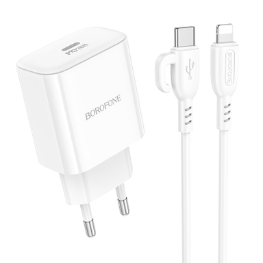 شارژر دیواری 20 وات بروفون مدل BA81A (EU) به همراه کابل Type-C به Lightning