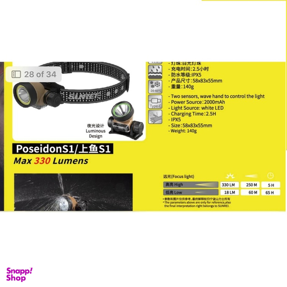 چراغ پيشانی سانری مدل Poseidon-S1