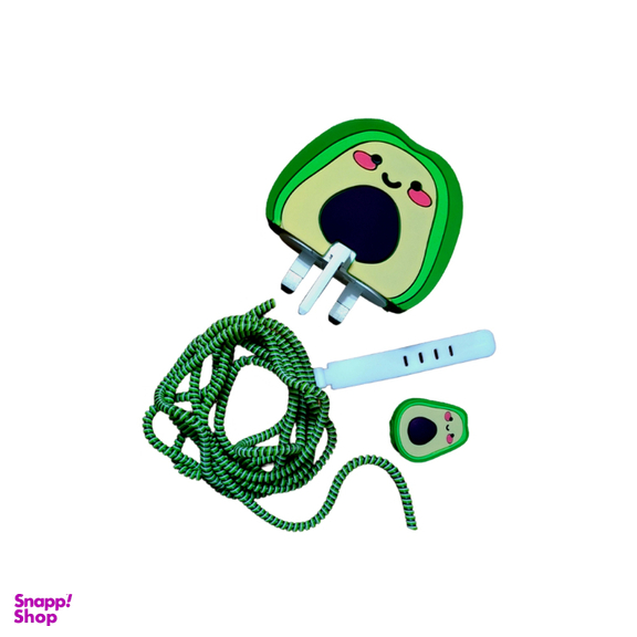 محافظ کابل و شارژر مدل سیلیکونی عروسکی طرح آووکادو مناسب برای شارژر 25 وات سامسونگ 3 پین