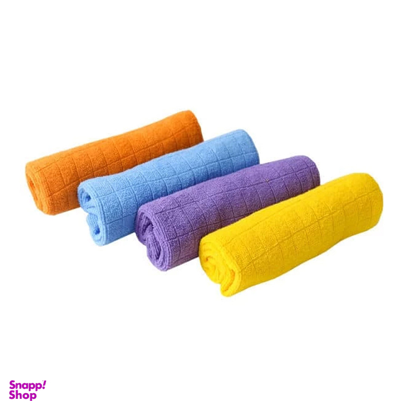 دستمال میکروفایبر نظافت خودرو مدل A2345 مجموعه 4 عددی