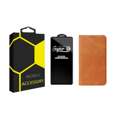 کیف موبایل مدل کلاسوری مناسب شیائومی Poco X3 GT به همراه محافظ صفحه نمایش SuperD