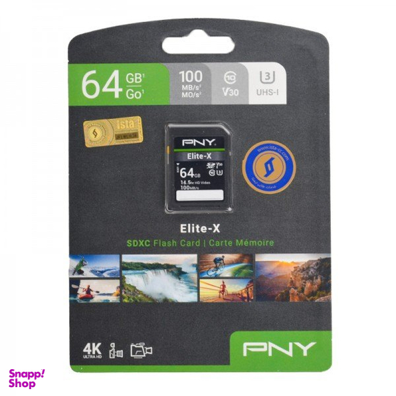 کارت حافظه پی ان وای مدل SDXC 64GB 100MB/S 4K ULTRA HD ظرفیت 64 گیگابایات