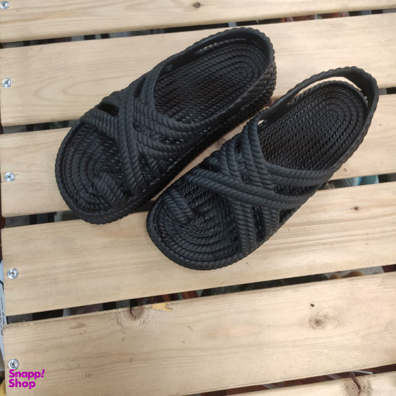 دمپایی دخترانه زیتون مدل ساحلی رنگ مشکی