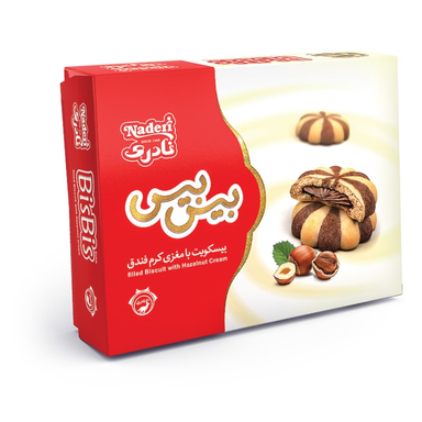 بیسکویت با مغزی کرم فندق بیس بیس نادری وزن ۳۶۰ گرم
