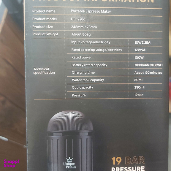 اسپرسوساز سفری یونیک پرسو مدل UP-2286