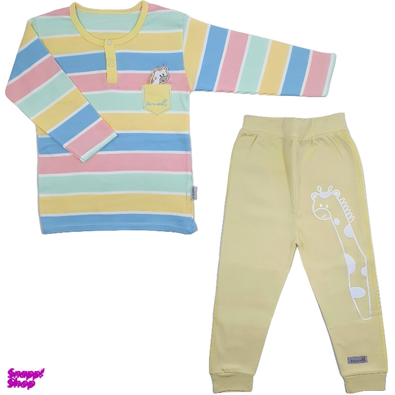 ست بلوز آستین بلند و شلوار کودک به آوران طرح راه راه زرافه