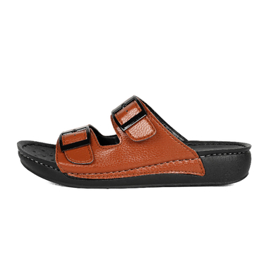 دمپایی زنانه نیکتا مدل مانک استرپ رنگ عسلی