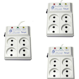 محافظ ولتاژ و چندراهی برق تک گل مدل 4Sochets مجموعه 3 عددی