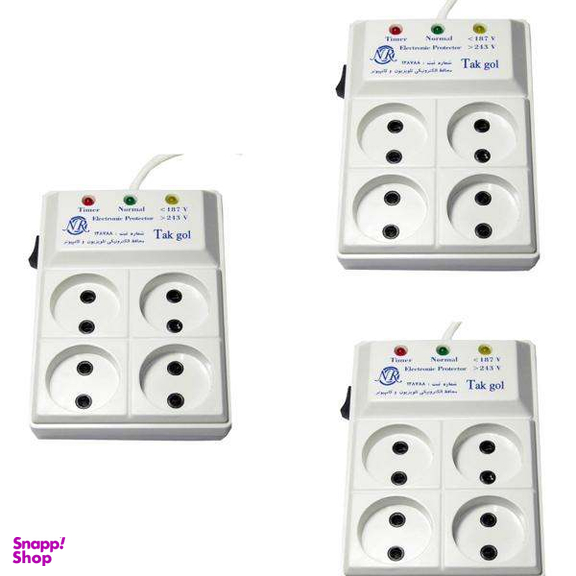 محافظ ولتاژ و چندراهی برق تک گل مدل 4Sochets مجموعه 3 عددی