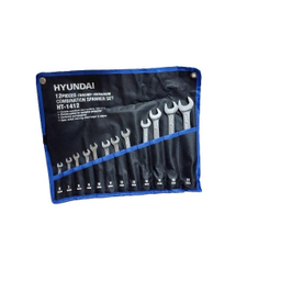 آچار یک سر تخت و یک سر رینگ هیوندای مدل HT-1412 مجموعه 8 عددی