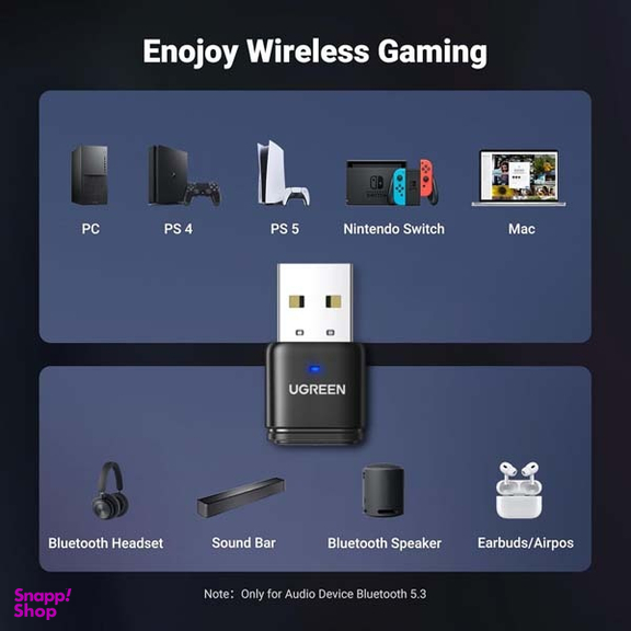 دانگل بلوتوث یوگرین مدل CM668-15765 مخصوص کنسول PS3 / PS4 / PS5 / Nintendo به همراه میکروفون