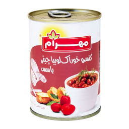 کنسرو خوراک لوبیا چیتی با سس مهرام وزن 400 گرم