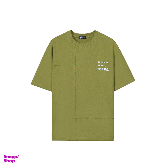 تیشرت زیگ مدل Just be رنگ سبز زیتونی