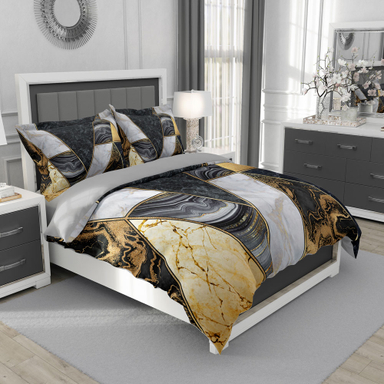 سرویس رو تختی تکنفره 5 تکه نوپه هوم مدل ماربل هندسی کد 4897