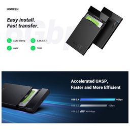 باکس هارد 2.5 اینچ Type-C 3.1 gen2 یوگرین US221