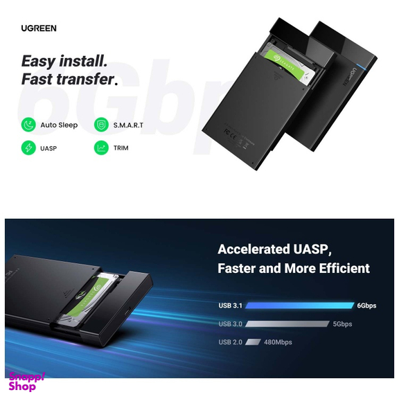 باکس هارد 2.5 اینچ Type-C 3.1 gen2 یوگرین US221