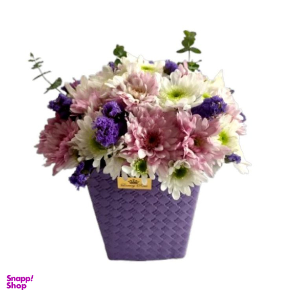 باکس گل طبیعی چرمی بنفش دلسا کد نارگل 020