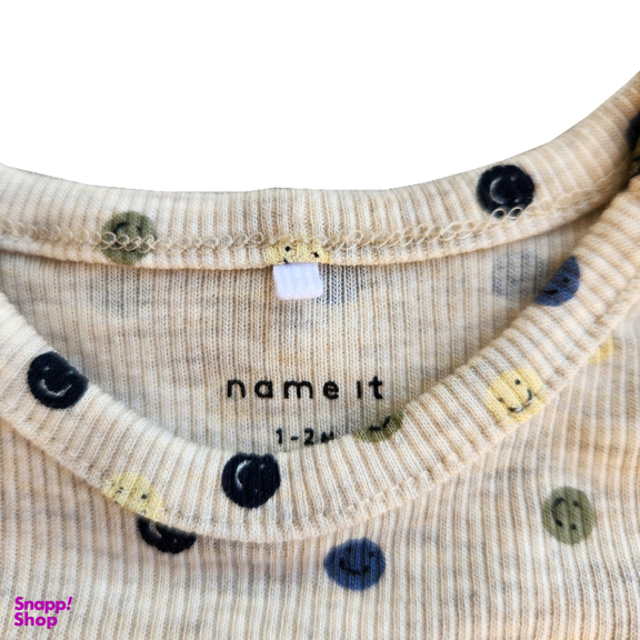 بادی نوزادی نیم ایت طرح شکلک های خندان کد 10259 رنگ کرم