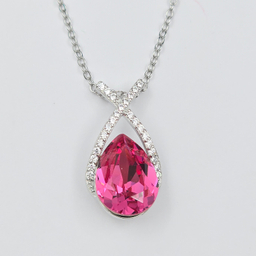 گردنبند نقره زنانه طرح سواروسکی کد swar44 رنگ صورتی