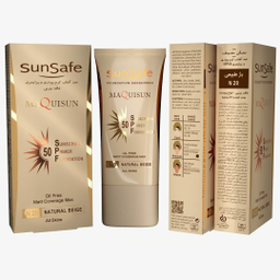ضد آفتاب کرم پودری و پرایمری سان سیف مدل Maquisun شماره N20 حاوی SPF50 حجم ۴۰ میلی لیتر