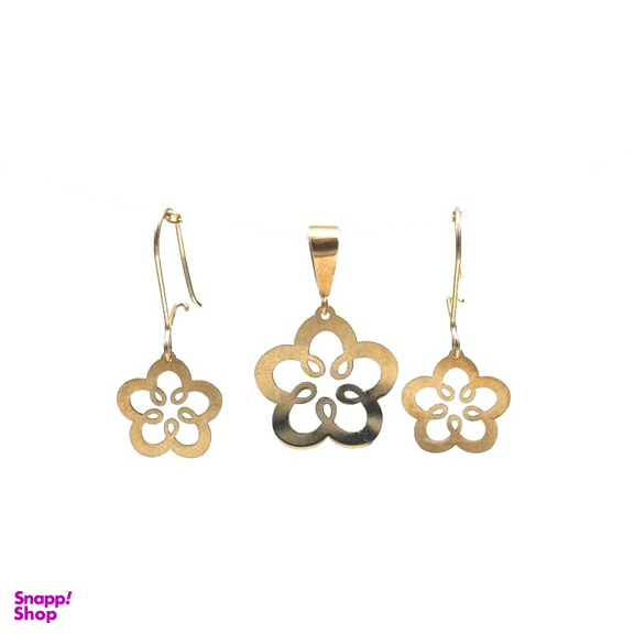 نیم ست طلا 18 عیار زنانه حسام گالری مدل گل کد S13