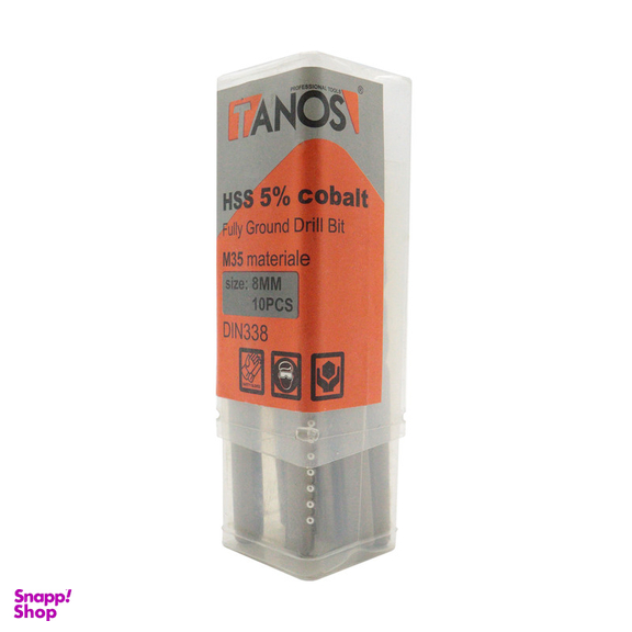 مته کبالت تانوس مدل YP-HSS-SIZE08 سایز 8 میلی متر مجموعه 10 عددی