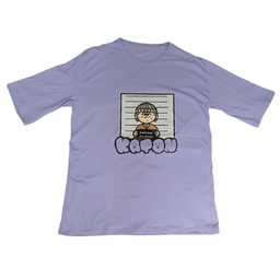 تیشرت زنانه طرح زندانی کد 665 رنگ یاسی