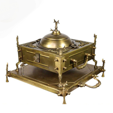 منقل برنجی مدل مربع کاسه جدا با سینی کد M195