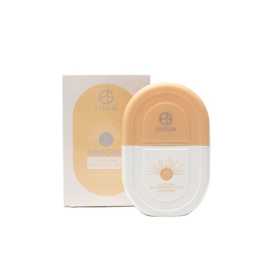 کرم ضد آفتاب رنگی استلین مدل All-in-One Multi-Defense Tinted مناسب انواع پوست رنگ بژ روشن وزن 50 گرم