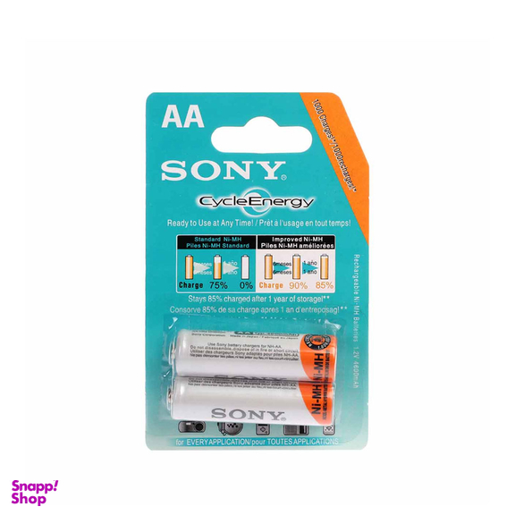 باتری قلمی قابل شارژ سونی مدل NH-AA HR1551 ظرفیت 4600 میلی آمپر ساعت بسته 2 عددی
