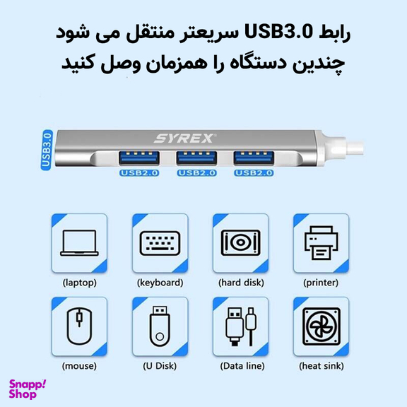 هاب 4 پورت USB سایرکس مدل SX-CU9003
