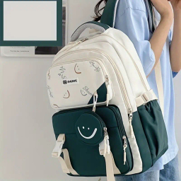 کوله پشتی مدرسه مدل فانتزی جیب ایموجی کد 8809