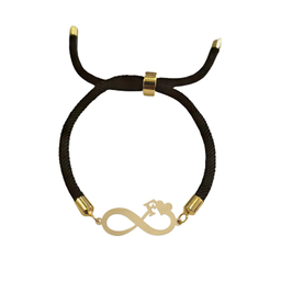 دستبند طلا 18 عیار زنانه شمیم گلد گالری مدل بی‌ نهایت حرف F و قلب کد D65-2