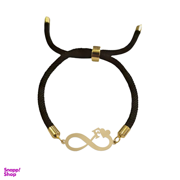 دستبند طلا 18 عیار زنانه شمیم گلد گالری مدل بی نهایت حرف F و قلب کد D65-2