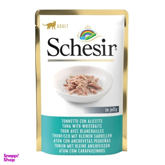 پوچ گربه شسیر مدل ماهی تن و ماهی وایت بیت وزن 85 گرم