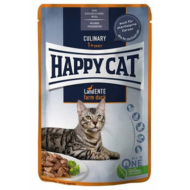 پوچ گربه هپی کت مدل Culinary با اردک وزن 85 گرم