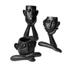 مجسمه و گلدان پلی استر سه تکه چهره مشکی