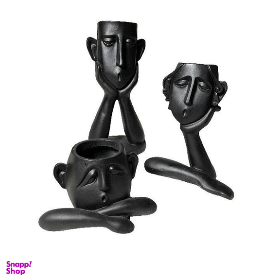 مجسمه و گلدان پلی استر سه تکه چهره مشکی